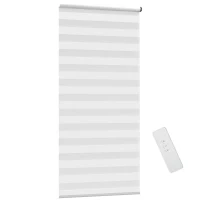 HOMCOM Fensterrollo mit Fernbedienung, USB-Schnittstelle, aufladbarer Akku, 90 cm x 180 cm x 7 cm, Weiß(m-10)