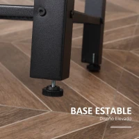 HOMCOM Mesa Auxiliar Mesita de Noche Estilo Industrial con 2 Estantes de Rejilla de Metal y Pies Ajustables para Salón Dormitorio 45x35x75 cm Roble y Negro(m-6)