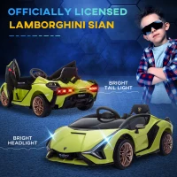 HOMCOM Lamborghini Sian Licensed 12V Electric Car for Kids 2 Motors Toy Car with Remote Control Music Lights MP3 for 3-5 Years Green(m-6)