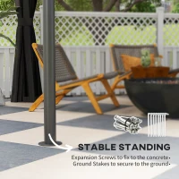 Outsunny 3 x 3 (m) Outdoor Polycarbonate Gazebo, Double Roof Hard Top Gazebo with Galvanised Steel Frame, Nettings & Curtains for Garden, Lawn, Patio and Deck, Dark Grey(m-7)