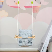 Outsunny Columpio para Bebé Altura Ajustable con Cinturón de Seguridad Interior y Exterior Carga Máx. 80 kg Madera 40x40x180 cm Gris(m-8)