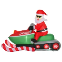 HOMCOM Aufblasbar Weihnachtsmann Schneemann Weihnachtsdeko LED Figur aufblasbar Weihnachtsdeko beleuchtet LED IP44 Polyester Grün+Rot 210 x 110 x 160 cm(m-10)