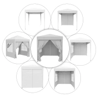 Outsunny Cenador de Jardín 2x2m con 4 Paredes Laterales Tela Oxford 2 Puertas 2 Ventanas y Bolsa de Transporte Impermeable Blanco(m-9)