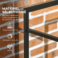 Outsunny Porte bûches range bûches vertical en métal intérieur extérieur 50 x 30 x 100 cm noir(m-5)