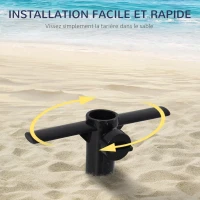 Outsunny Pied de parasol à planter - pied d'ancrage à visser dans le sol - fixation parasol - porte-parasol avec vis de serrage - ABS noir(m-5)