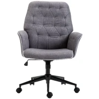 HOMCOM Bürostuhl mit Wippfunktion Drehstuhl Home-Office-Stuhl höhenverstellbarer Schreibtischstuhl Computerstuhl Arbeitsstuhl mit Armen 360°-Drehräder Schaumstoff Dunkelgrau 66 x 69 x 89,5-97 cm(m-10)