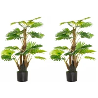 HOMCOM 2 Pack Artificial Plant Palm Tree in Pot, Fake Plants for Home Indoor Outdoor Decor, 135cm, Green(m-11)