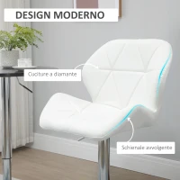HOMCOM Set 2 Sgabelli da Bar con Altezza Regolabile, Base in Metallo e Seduta in Pelle PU, Sgabelli con Schienale e Poggiapiedi, 51.5x57.5x93-114.5cm, Bianco(m-6)