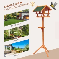 HOMCOM Mangeoire pour oiseaux sauvages sur Pied Abris à oiseaux nichoir a Plateau Station a Oiseaux Bois pour Exterieur 150cm(m-4)