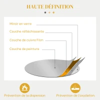 HOMCOM Miroir rond en métal filaire doré, décoration style moderne, diamètre Φ65 cm(m-6)