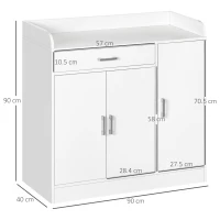 HOMCOM Modern Sideboard with Storage Cabinet, Floor Cupboard with Drawer for Living Room, Bedroom, Hallway, White(m-3)