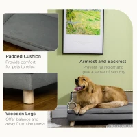 PawHut Dog Sofa, with Wooden Legs, Water-Resistant Fabric, for Medium & Large Dogs - Grey(m-6)