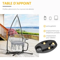 Outsunny Support pour Fauteuil Suspendu - Pied Fauteuil Suspendu - Tablette réglable Incluse - Charge Max. recommandée 120 Kg(m-5)