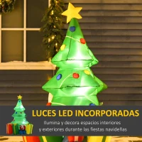 HOMCOM Árbol de Navidad Inflable con Luz LED Hinchable Navideño de Árbol y Regalos Hinchador Incluido 65x75x150 cm Verde(m-4)
