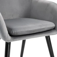 HOMCOM Chaises de salle à manger chaise de cuisine chaises de salon scandinave - Lot de 2 - Pieds effilés Bois Noir - Velours Gris(m-9)