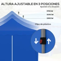 Outsunny Carpa Plegable Pop-up 6x3 m con 6 Paredes Laterales Anti-UV Altura Ajustable Bolsa de Arena y Bolsa de Transporte Azul(m-5)
