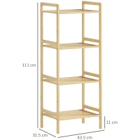 HOMCOM Four-Tier Bamboo Adjustable Shelf Storage Unit(m-3)