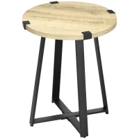 HOMCOM Beistelltisch, runde Holztischplatte, Retro-Design, Stahlbeine, 46 x 46 x 56 cm(m-10)