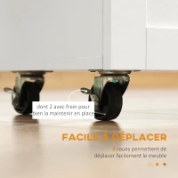 HOMCOM Dessert îlot de cuisine multi-rangements 1 tiroirs 1 placard 2 portes avec étagère réglable porte-torchons et porte-épices - bois blanc(m-5)