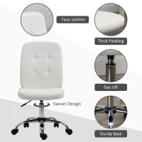 Vinsetto Armless Faux Leather Office Chair - White(m-5)