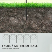 Outsunny Lot de 5 clôture de jardin décoratives, bordures en métal noir avec ornements pour parterre de fleurs - 305 x 80 cm noir(m-4)