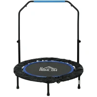 HOMCOM Mini Trampolino Fitness Ø102 cm Pieghevole con Manubrio Regolabile in Altezza, Blu(m-10)