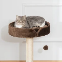 PawHut Small Cat Tree for Indoor Cats with Sisal Scratching Post Kitten Bed Cushion Ball Toy, Brown, 45x45x70 cm(m-8)