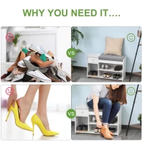 HOMCOM Multi-Storage Shoe Bench w/ Drawer 3 Compartments Cushioned Home Organisation Furniture Tidy Boots Hallway Entryway White(m-7)