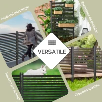 Outsunny Recinzione Divisorio da Giardino Modulabile Autoportante in Acciaio, 93x22x150 cm, Marrone(m-5)