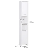 HOMCOM Bathroom Floor Storage Cabinet Slim Tallboy w/ Door Cupboard & Shelves For Living Room, Bedroom, Hallway White(m-3)