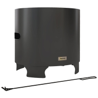 Outsunny Brasero sans fumée foyer à bois extérieur rond portable en métal avec tisonnier - diamètre 45 cm - noir