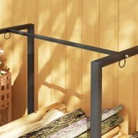 Outsunny Feuerholzgestell, zwei Abschnitte, rostfreier Stahlrahmen, bis 300 kg, 240 x 32 x 115 cm, Schwarz(m-9)