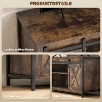 HOMCOM TV Lowboard, Industrial Design, für 60'' TVs, 6 Fächer, 2 Schiebetüren, Braun/Schwarz(m-7)