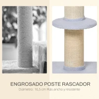 PawHut Árbol para Gatos Altura 91 cm de 3 Niveles con Nido Plataforma y Poste de Sisal 45x45x91 cm Azul Claro(m-6)