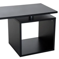 HOMCOM Table basse contemporaine design géométrique carré rectangulaire 77L x 40l x 44H cm noir mat(m-6)