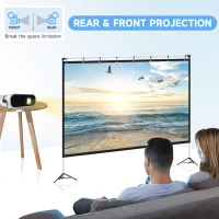 HOMCOM Projector Screen and Stand with Carry Bag, 120 inch Portable Front & Rear Projection Screen, 4K HD 16:9 Screen for Outdoor and Indoor, Home Theater, Presentation(m-6)