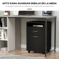 HOMCOM Cajonera de Oficina Móvil con Cajón y Armario con Ruedas Soporte de Impresora para Estudio 40x35x60 cm Negro(m-5)