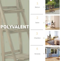 Outsunny Étagère à plantes en bois forme pyramidale échelle pliante avec 3 étagères 60 x 37 x 93 cm marron(m-7)