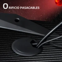 HOMCOM Mesa Gaming Escritorio 122x66x76 cm para Ordenador Tablero de Fibra de Carbono Portavasos Gancho para Auriculares Soporte de Gamepad y 2 Orificios Pasacables Negro y Rojo(m-8)