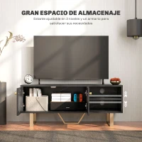 HOMCOM Mesa de TV con 2 Puertas Estante Ajustable y Efecto Mármol Mueble de TV para Salón para Televisores de 50 Pulgadas Negro(m-5)