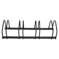 HOMCOM Aparcamiento para 4 Bicicletas Soporte de Acero para Aparcar Bicicletas en el Suelo Estacionamiento para Interior y Exterior 100x33x27 cm Negro(m-9)