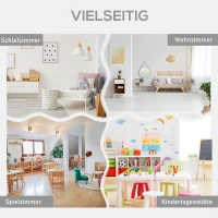 HOMCOM 3-tlg. Kindertischgruppe Kindertisch mit Stauraum Kindermöbel Set aus Holz mit 2 Aufbewahrungskörben Sitzgruppe für Kleinkind Mädchen Junge Vliesstoff Weiß+Grau 71 x 48 x 49 cm(m-7)