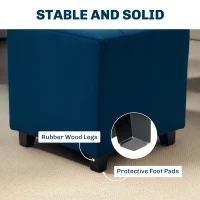 HOMCOM Velvet-Feel Square Ottoman - Blue(m-6)