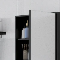 kleankin Armadietto Bagno con Specchio, Ripiani e Scaffale Regolabile, Montaggio a Parete, 60x15x76cm, Nero(m-8)