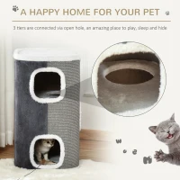 PawHut Sisal Cat Barrel with Soft Plush & Lamb Fleece Grey(m-4)