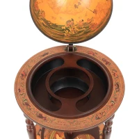 HOMCOM Mappamondo Bar, Minibar da Casa, Mappamondo Portabottiglie e Porta Liquori in Legno con 3 Ruote Ф47x90cm(m-7)