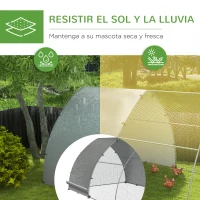 PawHut Gallinero para Exterior 304x375x220 cm Cubierta de Tela Oxford Resistente a los Rayos UV e Impermeable para Patio Plata(m-4)