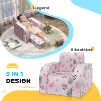 AIYAPLAY Kindersessel mit Bettfunktion, bis 3 Jahre/45 kg, Flamingo-Muster, 46,5x93x28,5 cm, Rosa(m-4)