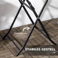 Outsunny Gartentisch, rund, klappbar, für 2 Personen, Holzoptik, Stahl+Kunststoff, dunkelgrau, 60 x 60 x 73 cm(m-6)