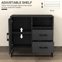 HOMCOM Sideboard with Adjustable Shelf, Freestanding Sideboard Storage Cabinet with Open Compartment and 2 Drawers, Black(m-5)